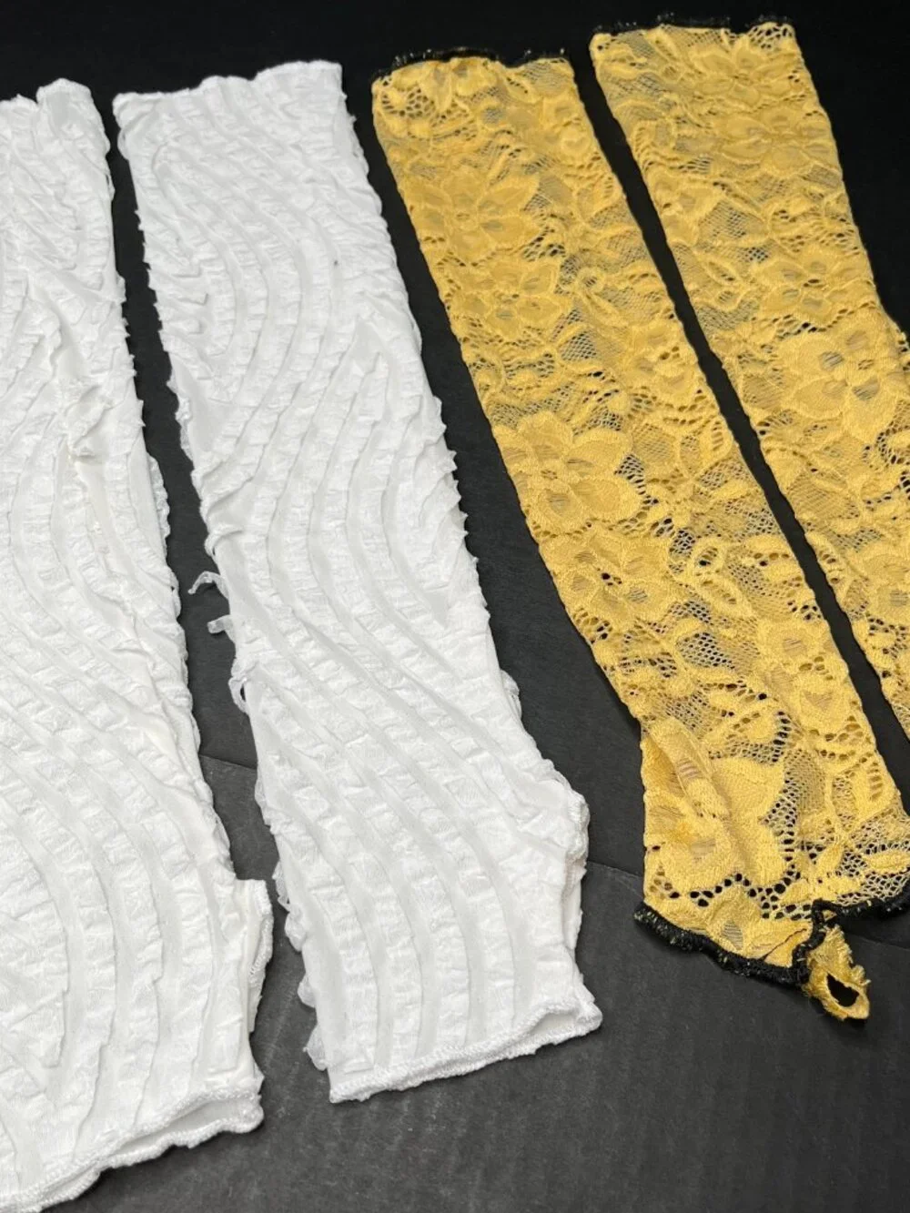 BUNDLE DEAL 2 Long Lace Armwarmers Yellow Arm Warmers Prom Formal Gloves Evening
